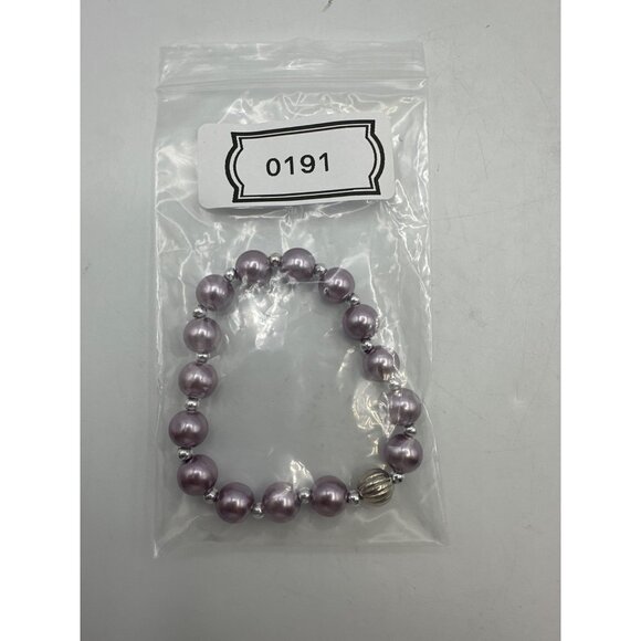 Lavender Pearl Bead Bracelet with Silver Accents Stretch Fit for Women Elegant F - Picture 6 of 6
